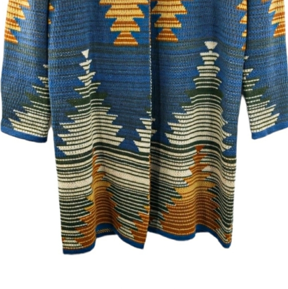 Wrangler Vintage 70s Western Cowichan Colorful Mixed Media Tribal Knit Sweater - Picture 4 of 15